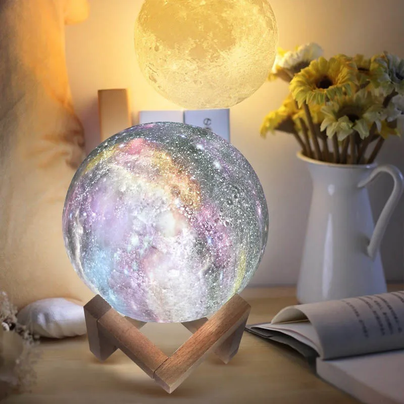 

HOT 3D Sky Moon LED Night Light Moonlight Desk Lamp USB Rechargeable Lights for Home Decor TI99