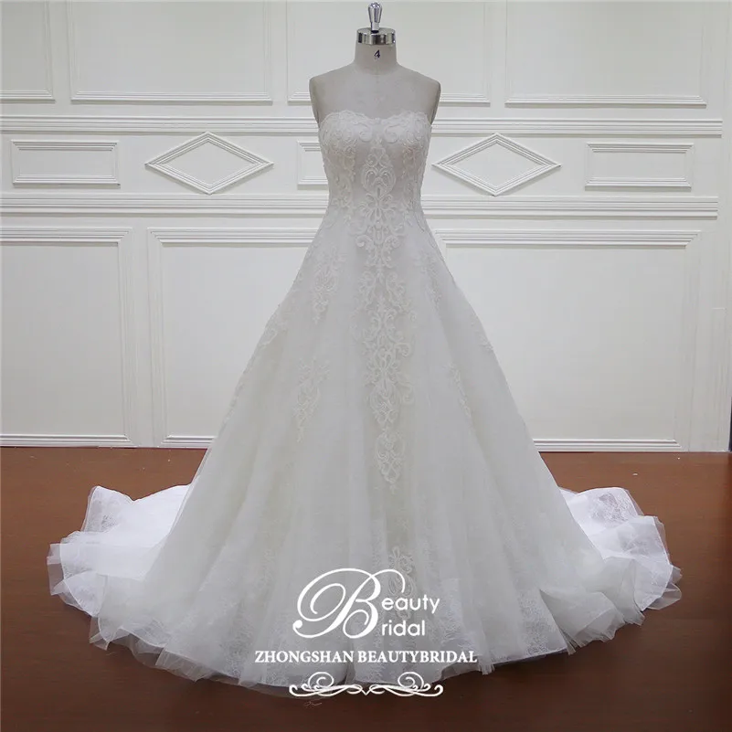 Beautybridal 100% реальные фотографии роскошные свадебное платье es Часовня Поезд Кружева Аппликации с плеча свадебное платье Vestido XF1105