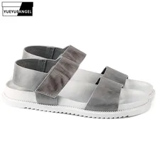 Высококачественные сандалии из натуральной кожи мужские Противоскользящие пляжные тапочки на платформе Мужские повседневные сандалии-гладиаторы из натуральной кожи