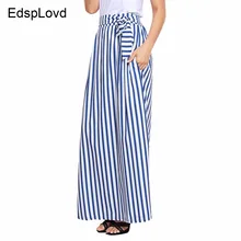 EdspLovd Новая мода сезон: весна–лето высокое полоска на талии Макси Причинно юбка 5 цветов с 2 карманами AS252