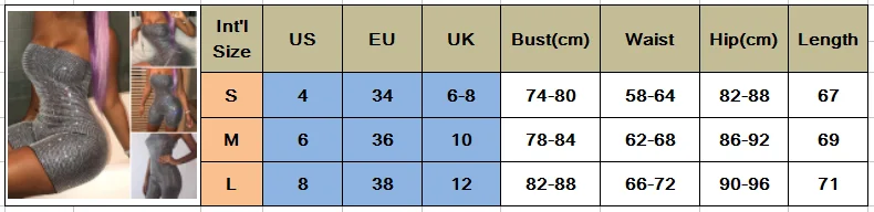 Сексуальный комбинезон для женщин летний без бретелек Топ с блестками Комбинезоны в обтяжку шорты женские боди