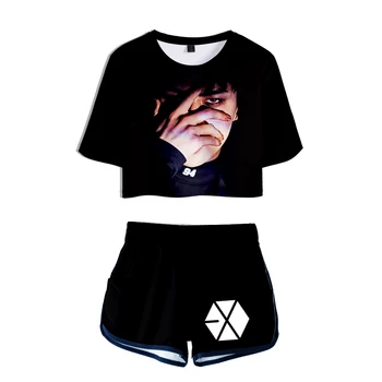 

Gym Clothing EXO Member 3D Print Casual New Style Print Shorts And T-shirt Women Clothes Hot Sale Casual Harajuku Size