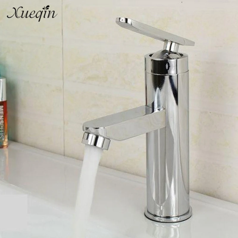 Online Xueqin 1 PC Chrome Kupfer Wasser Wasserhahn Einzigen Griff Heiß Kalt Wasser Mischen Armaturen Waschbecken Waschbecken Wasserhahn Für Zuhause küche Bad