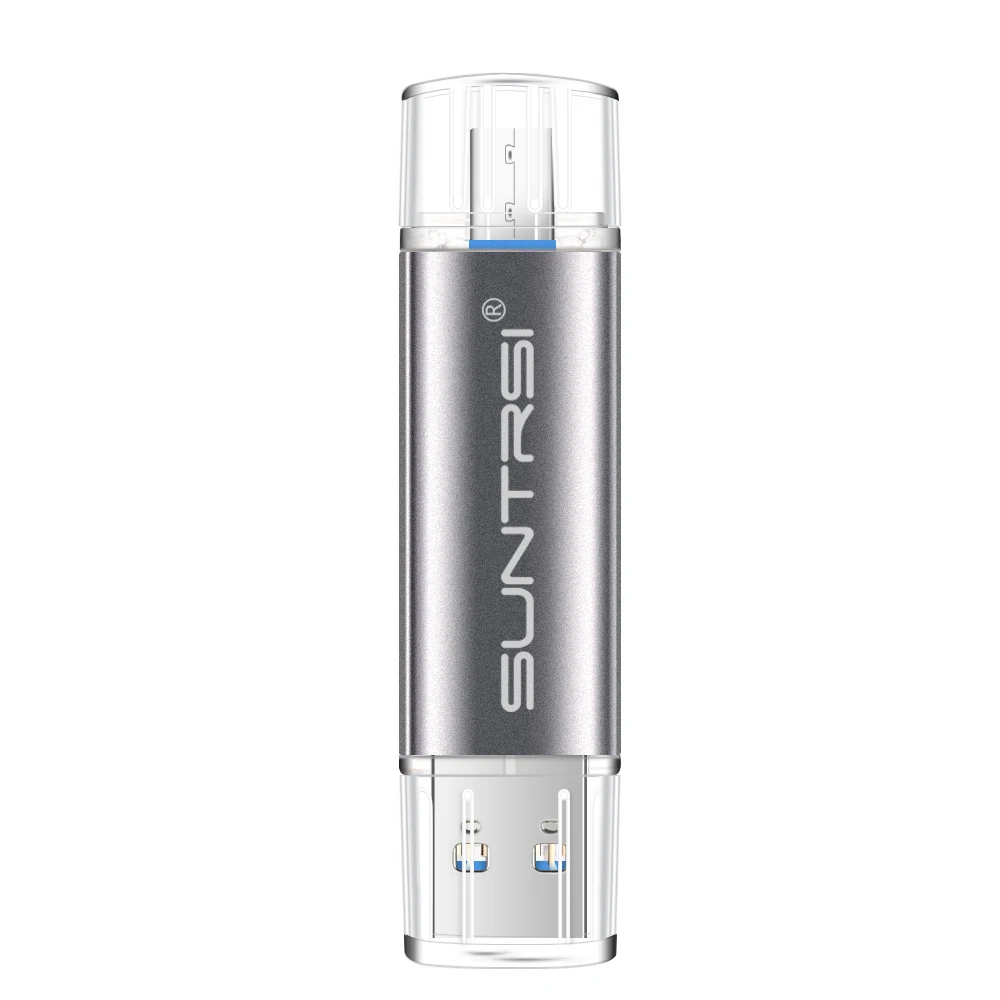 Suntrsi USB Flash Drive 64 ГБ OTG USB 3.0 Флешки Высокая Скорость металл USB ФЛЭШ-Накопитель Индивидуальный Логотип USB Флэш-Накопитель 64 ГБ - Цвет: grey