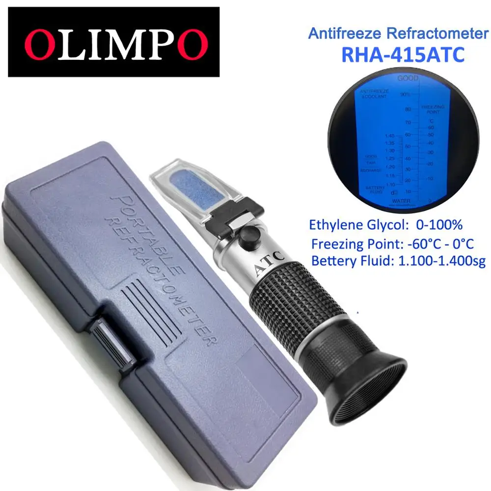 

olimpo Antifreeze Refractometer RHA-415ATC Ethylene Glycol tester Freezing Point with 'C & Percentage Automotive Tester Tool