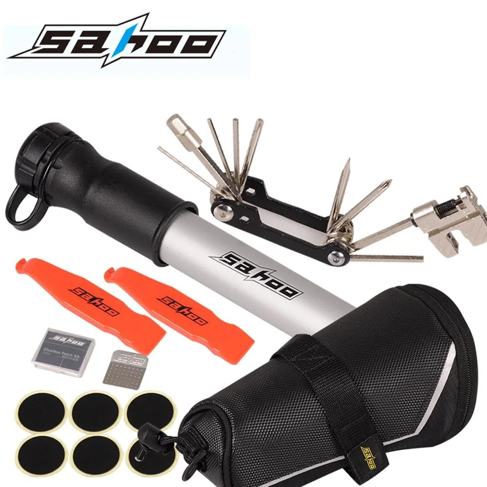 SAHOO 11 In 1 Cycling Bicycle Bike Repair Tools Kit Set with Pump
