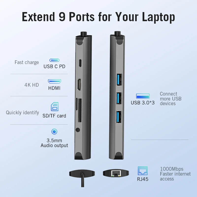 Vention USB-C концентратора Тип C концентратор USB 3,0 Thunderbolt 3 HDMI 3,5 мм аудио RJ45 адаптер для MacBook Pro samsung Galaxy S9 USB C концентратора