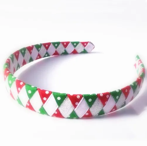 Christmas Woven Headband Ribbon Red Green and White2