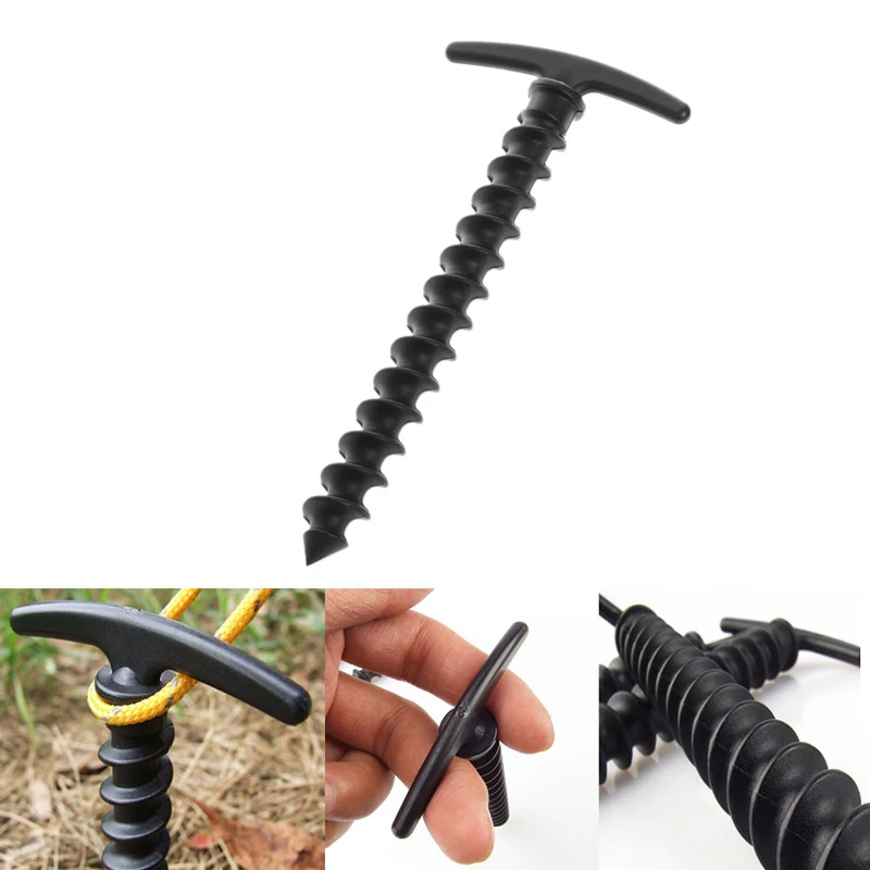 

Black Plastics Helix Endurable Camping Awning Tent Stakes Pegs Light Pins Camping Accessory