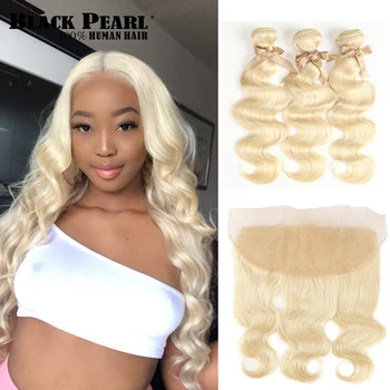 

Black Pearl 613 Bundles With Frontal Brazilian Body Wave 613 Remy Human Hair Extensions 2 3 Bundles Blonde Bundles With Frontal