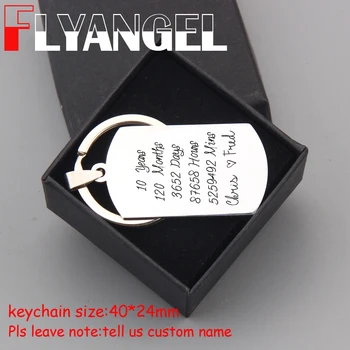 

FLYANGEL Lover Custom Name Commemoration Keychain 10 Years 120 Month Cute Car Key Tag Beautiful Box For Couples Girlfriend Gifts