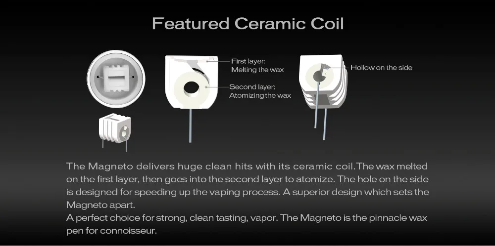 5PCS Yocan Magneto Coil Head Replacement Ceramic Core Coil With Magnetic Cap Dab Tool Fits Magneto Wax Kit E Cig Atomizer Coil 08