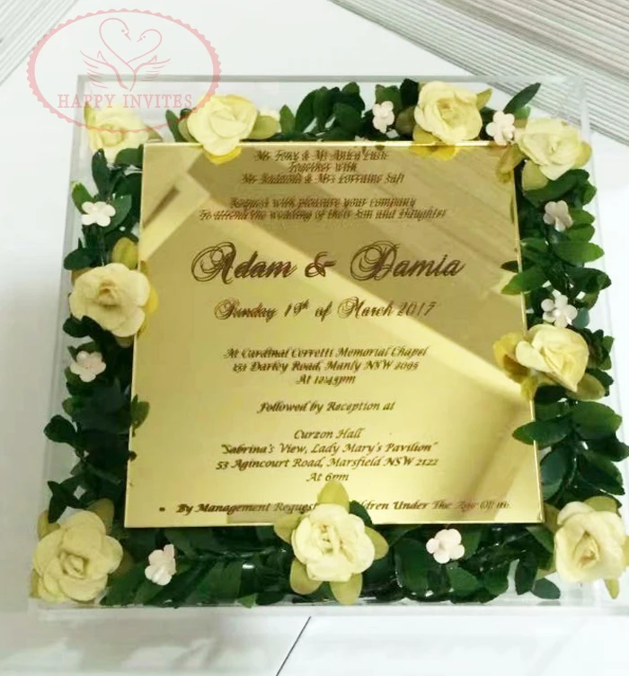 Акриловая коробка HI4056 с искусственными цветами для сада свадьбы|wedding invitations