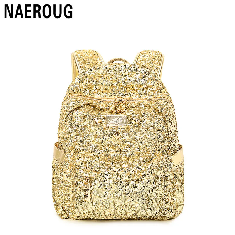 2017 Brand Gold Backpack Women's Leather Backpacks for Teenage Girls Casual Fashion Women Bookbag Ladies Bolsa Mochila Feminina bookbags-for-girls