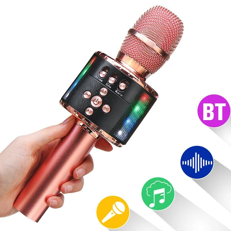 Bluetoothワイヤレスハンドマイクスピーカープロマイク音楽プレーヤー歌レコーダーマイクktvパーティーのためにカラオケ Microphones Aliexpress