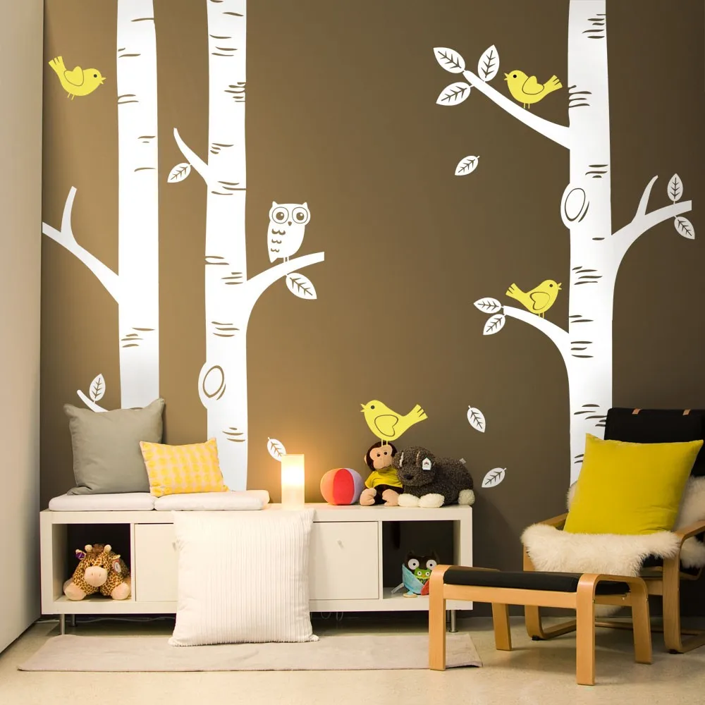 Уникальные 5 березовых деревьев с наклейки на стену ветки подгонянный цвет Декор Гостиная дети обои Высококачественная роспись D639C - Цвет: color 1