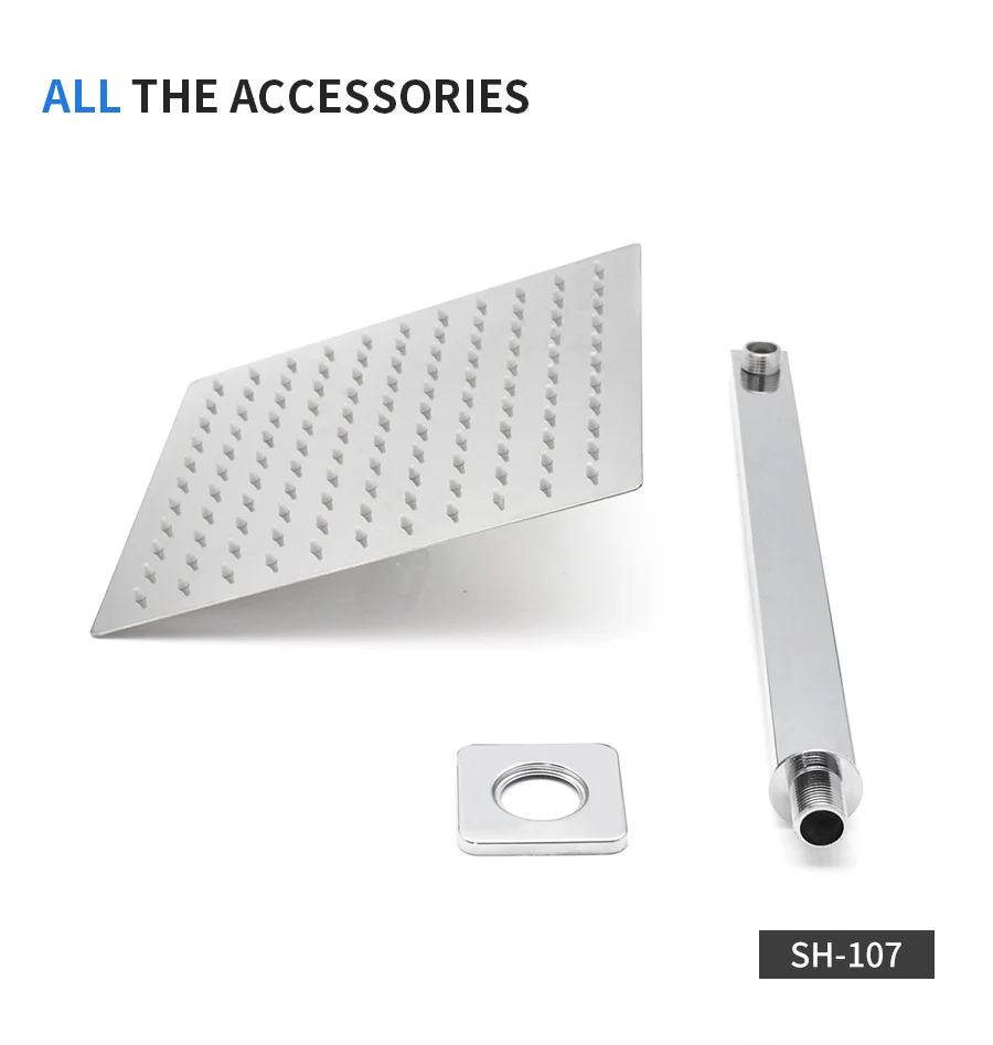 

Stainless Steel Round Or Square Shower Head With Shower Arm Water Saving Filter Spray Nozzle Rainfall Shower Head Set Bathroom