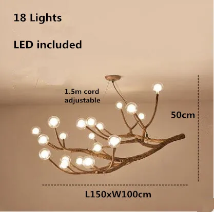 Коричневый/белый в виде дерева из смолы филиал люстра светильник G4 светодиодный 110v 220v 8/12/16/18/20 подставок филиал подвесной светильник для дома светильник ing приспособление - Цвет абажура: 18 L150xW100xH50cm