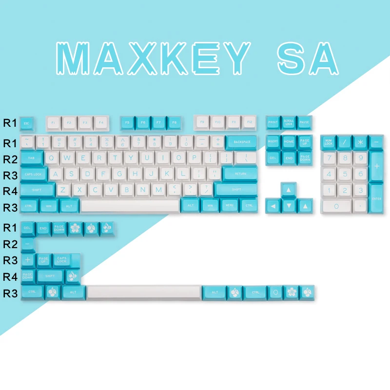 

MAXKEY CYAN keycaps SA Double shot ABS keycaps for mechanical keyboard fit kbd75