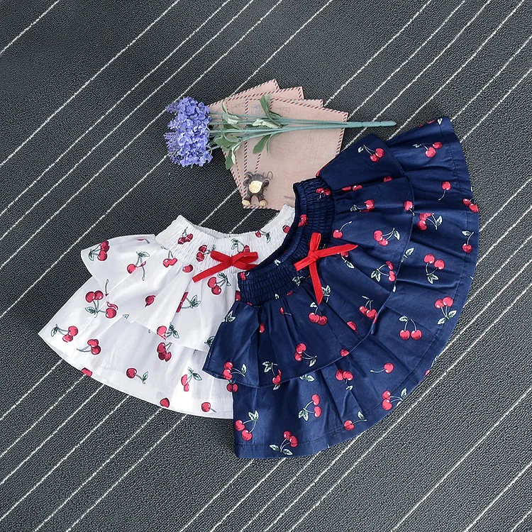 Girl Skirts Mini Skirt Baby Girl Cherry Skirt Pleated Skirt Girl Sweet
