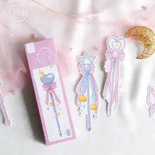 30 Pcs/Set Novelty Girl Magic Wand Paper Bookmark Book Holder Message Card Kawaii Gift Stationery