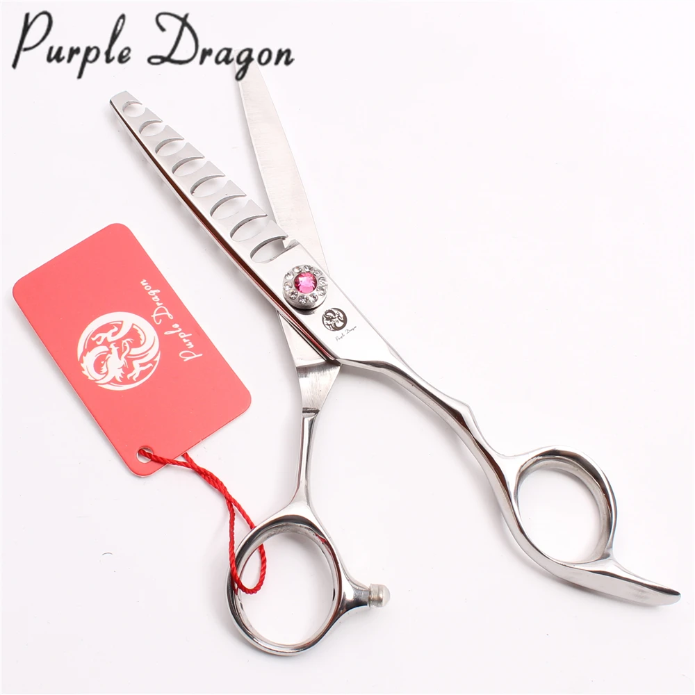 6.0" 17cm 440C Purple Dragon Pink GEM Barber Scissors Thinning Scissors