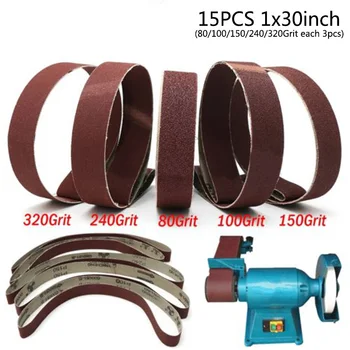 

15pcs/Set 1\\\\\\\\\\\\\\\"x30\\\\\\\\\\\\\\\"Inch 80/100/150/240/320Grit Flexible Sanding Belts Abrasive Band