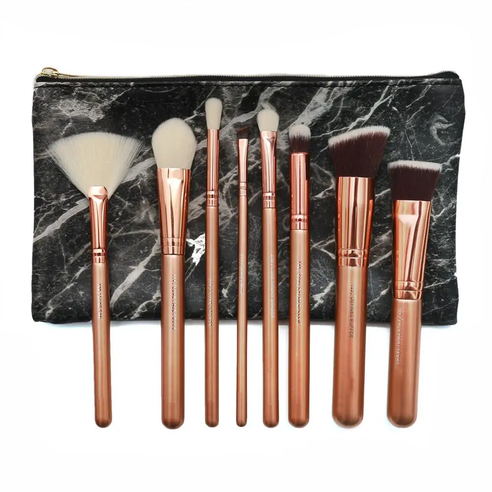 

8pcs Gold Makeup Brushes Set + Cosmetics Bag Foundation Powder Blush Concealer Brush Premium Eye Makeup Brush Professional