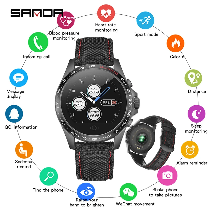 

Heart Rate Monitor Smart Watch OLED Color Screen Sport Blood Pressure Pedometer Running Waterproof Fitness Intelligent Watch Men