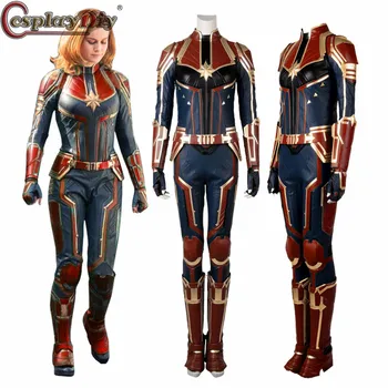 

Cosplaydiy Captain Marvel Cosplay Ms. Marvel Carol Danvers Costume Jumpsuit Outfit Halloween Adult Women Full Set Custom Made