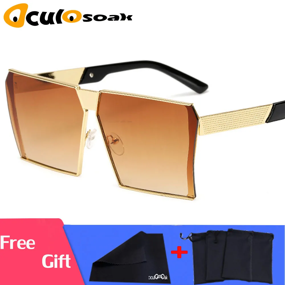 Fashion Brand Designer Square Flat lens Sun Glasses Mirror Women Sunglasses Men Hip Hop Oversized Lady Eyeglasses Male FDA UV400