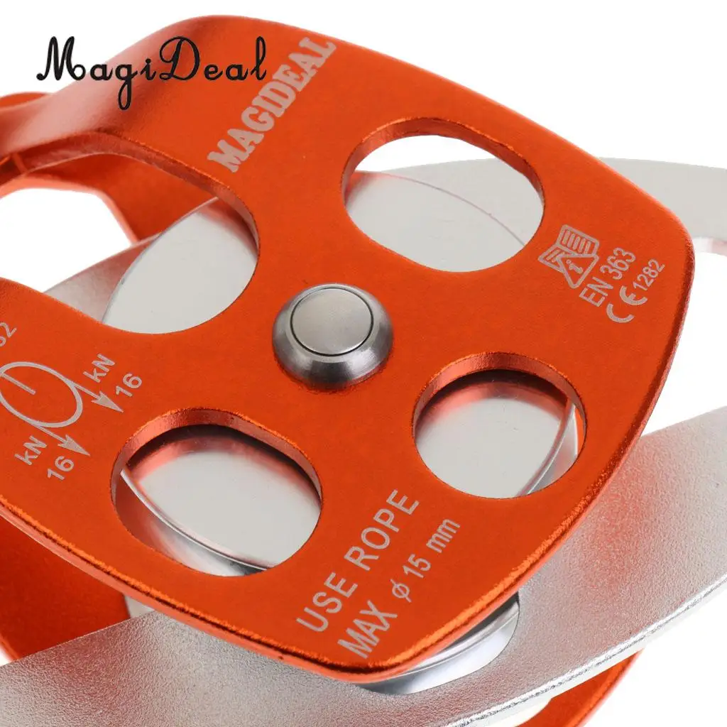 MagiDeal 2 Pieces Climbing Rock 32KN Double Speed Pulley for Outdoor Mountaineering Rescue Lifting