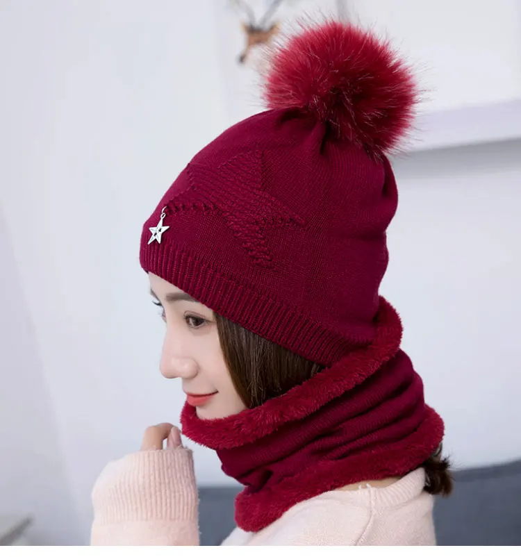  winter hat pompom hat beanie winter hats for women winter cap with scarf gorros mujer invierno winter set hat scarf (20)
