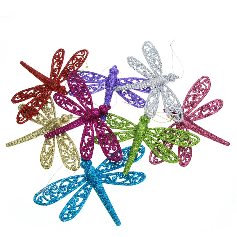AHYONNIEX 1PC Golden powder color plastic dragonfly Christmas Tree