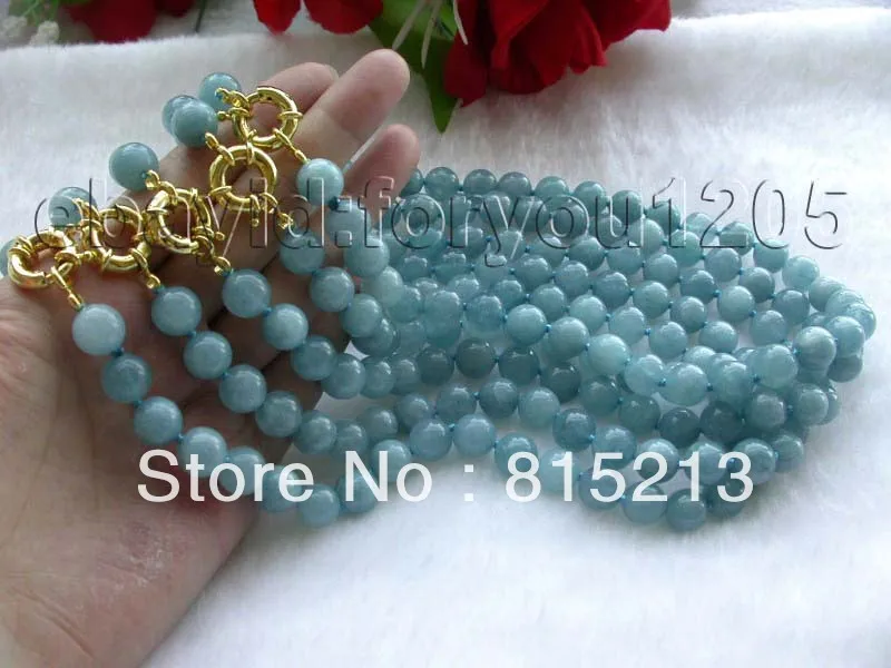 

ddh001795 wholesale 5pieces 18" Genuine Natural 10mm Round Aquamarine Necklace 28% Discount (A0325)