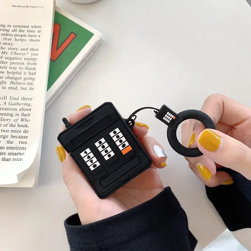 Cute Cartoon mobile phone Silicone Bluetooth Earphone Case for Airpods case 2 1 Accessories Protective Cover Bag Anti-lost Strap
