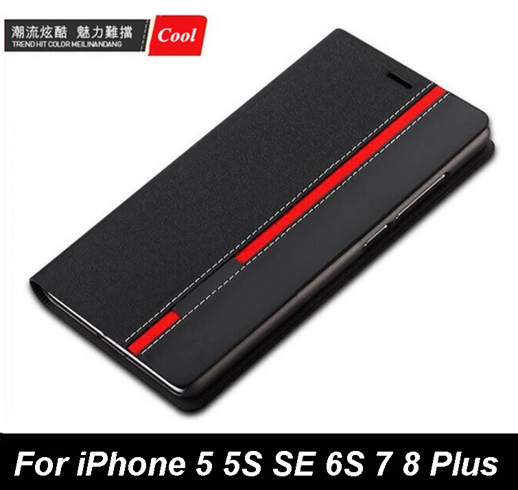 

Luxury Business Wallet Bag Stand Mixed Colors Flip PU Leather Case For iPhone 8 7 Plus 6 6S 5 5S SE Cover Fundas w/ Card Slots