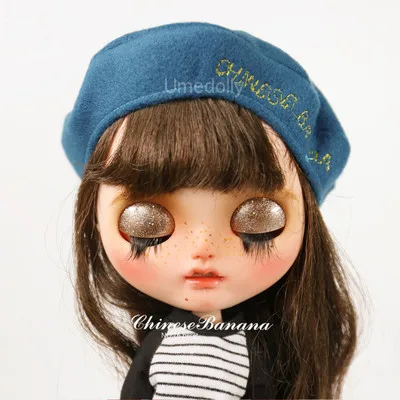 1 шт. карамельный цвет береты для Blyth кукла шляпа аксессуары - Цвет: dark blue hat