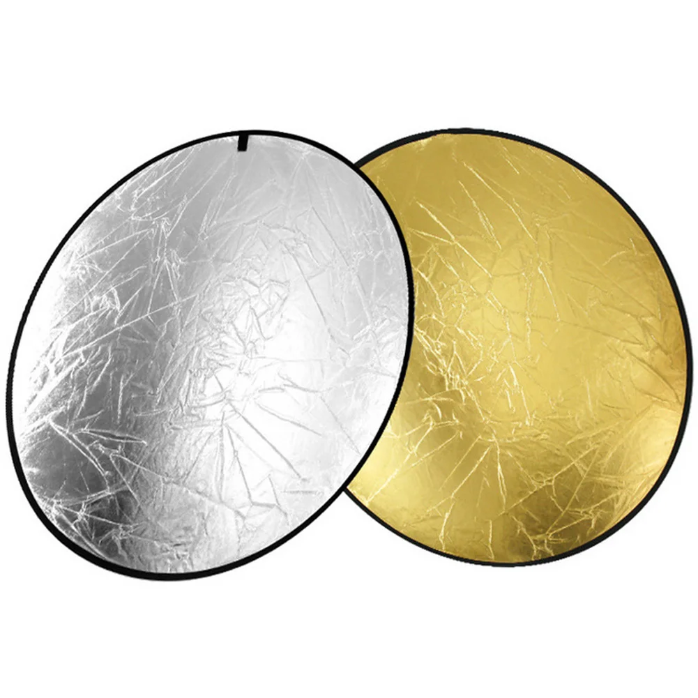 60cm/110cm 2 in 1 Gold Silver Light Reflector Collapsible Disc