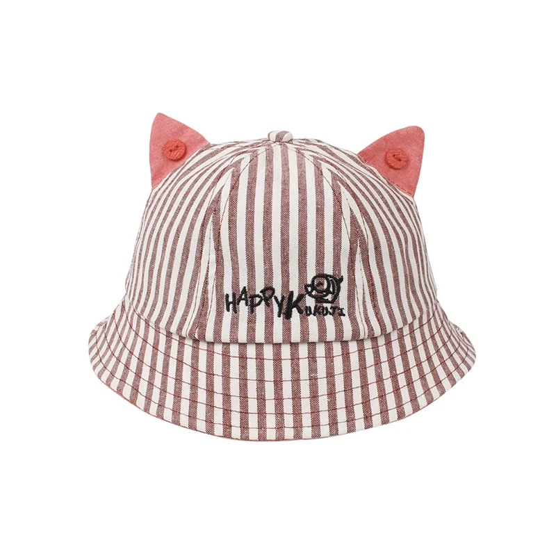Cute Striped Baby Hat Cat Panama Baby Girls Cap Cotton Kids Sun Cap With Ears Spring Summer Letter Boys Cap Baby Boys Clothing (12)