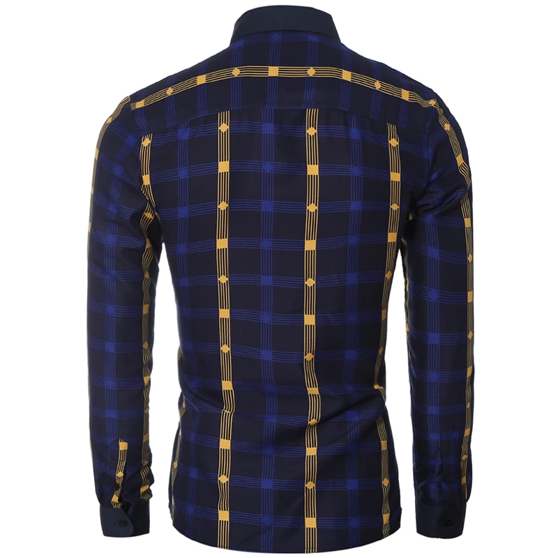 Brand High Quality  Fashion Men  Long Sleeve Shirt Tops Plaid  Men Casual Fashion Shirt Plaid Burst Section Shirts XE007203