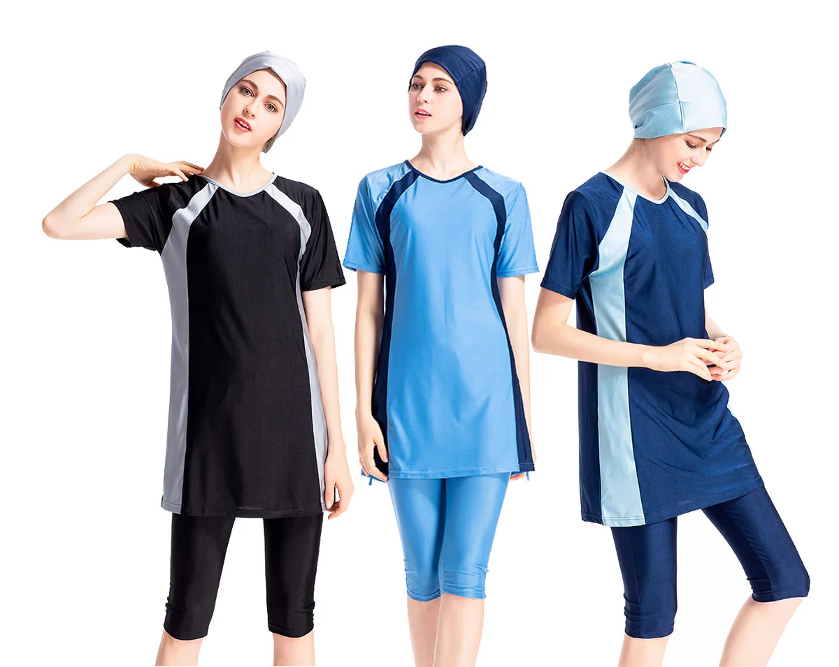 short-sleeved swimsuit conservative  swimsuit for muslim women  swimming suit cover for women plus size  2 piece plus size