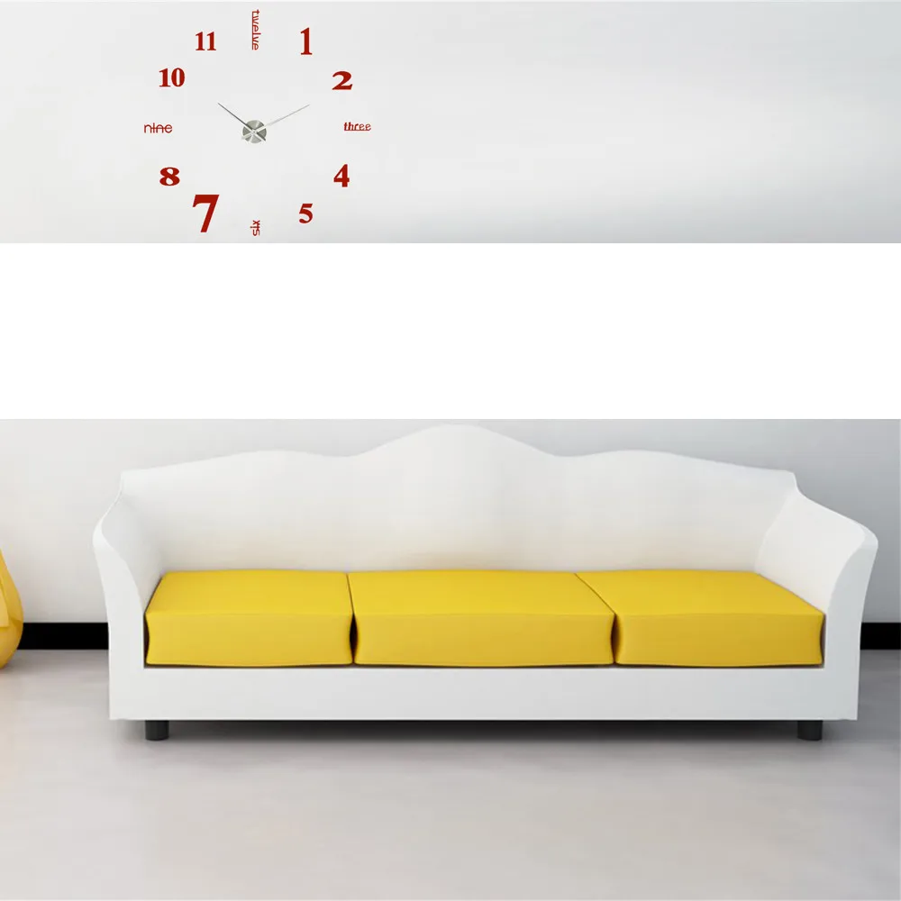 

2019 Wall Clock Modern Design Acrylic Modern DIY Wall Clock 3D Mirror Surface Sticker Home Office Decor-Purple Reloj De Pared