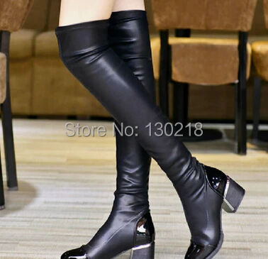 skin tight leather knee high boots