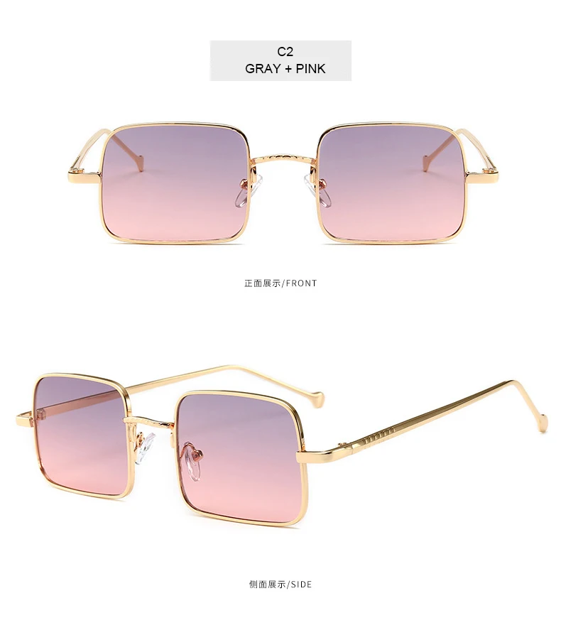 WHO CUTIE винтажные маленькие квадратные солнцезащитные очки для женщин, фирменный дизайн, трендовые модные градиентные розовые линзы, солнцезащитные очки для женщин OM862 - Цвет линз: C2