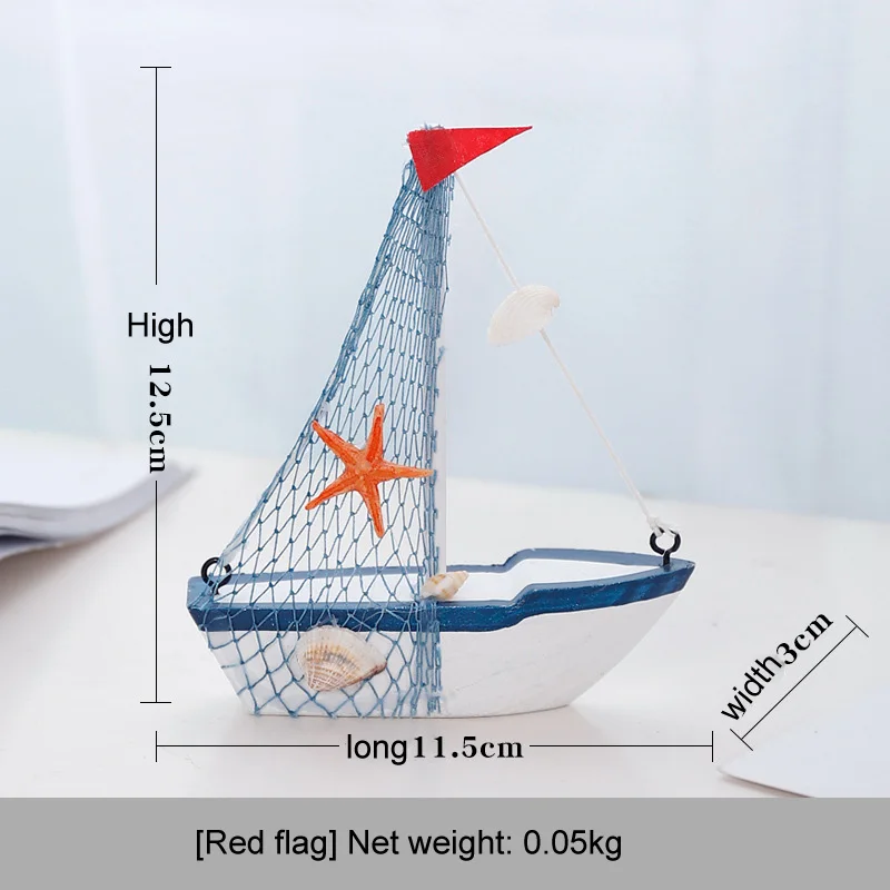 Корабль дерево личность парусник режим декор комнаты Винтаж Средиземноморский стиль Сказочный Сад изделия из смолы украшения морской мореходный - Цвет: red flag