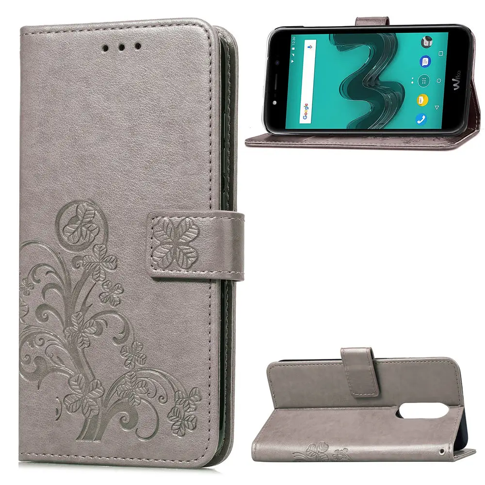 

For Wiko Wim Lite Case Flip Luxury Leather Wallet Lucky Clover Pattern Cover For Wiko Wim Lite Smartphone Global Version Coque