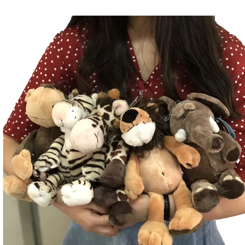 Babiqu 1pc 25cm Popular Forest Animals Stuffed Doll Plush Jungle Series Animal Lion Monkey Zebra Giraffe Elephant TOYS Kids Gift