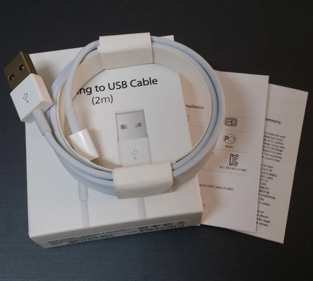 100pcs Free DHL 2M Original Qulaity USB Data Sync Charger Cable For