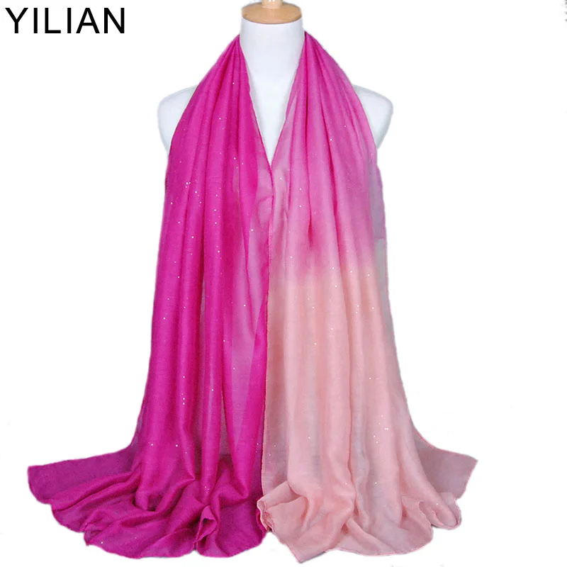 

YILIAN Luxury Brand Gradient Soft Women Scarf Balinese yarn Top Quality Headband New Fashion Hijab scarf Kerchief
